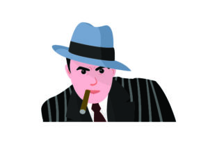 Download Vintage Retro Illustration of 1940's Gangster (shoulder Up) - Vintage Collection