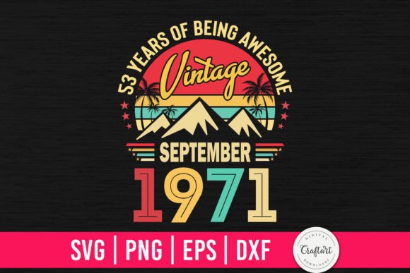 Download Vintage 1971 September 53th Birthday - Vintage Collection