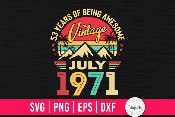 Download Vintage 1971 July 53th Birthday Gifts - Vintage Collection