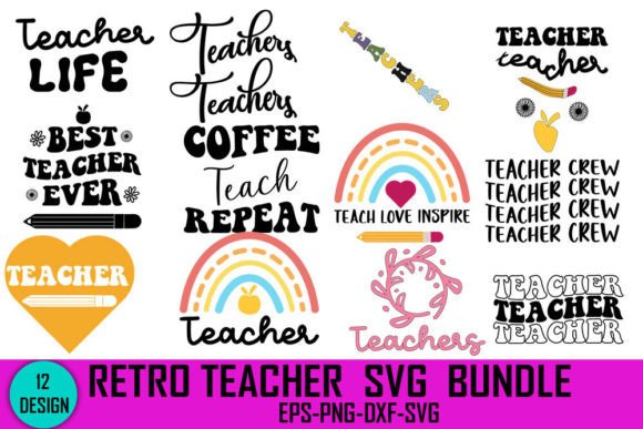 Download Teacher Retro SVG Design Bundle - Svg design bundle Collection